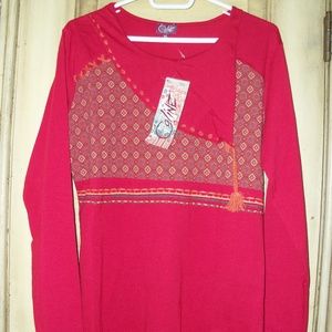 Autumn Colors ,Tassel collar,  Long Sleeve Top